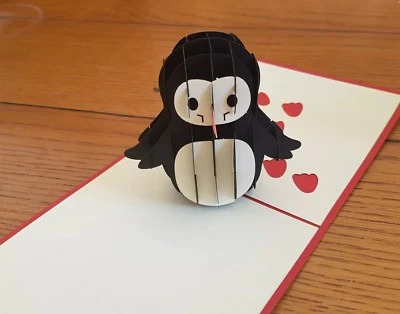 H&G 3D Pop Up Cutie Penguin Card.( Birthday, Congrats, Get well or any Occasions
