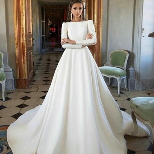 White/Ivory Wedding Dress Satin 