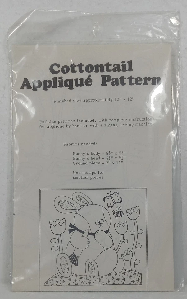 Cottontail An 贴花图案来自 Yours Truly # 3033 约 12 英寸 x 12 英寸复古 1979 — 第 2/4 张图片