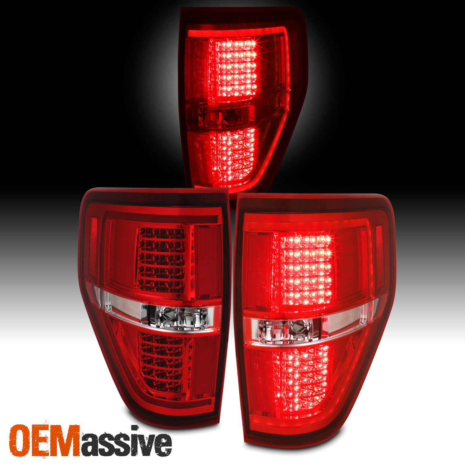 Fits 2009 2010 2011 2012 2013 2014 Ford F150 LED Light Bar Tail Lights Pair