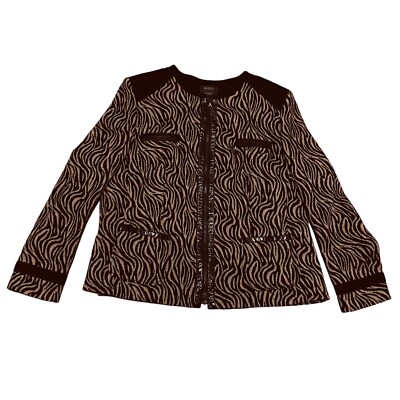 New Basler Black Label Brown Animal Print Blazer Jacket Size 20 Womens Glamour