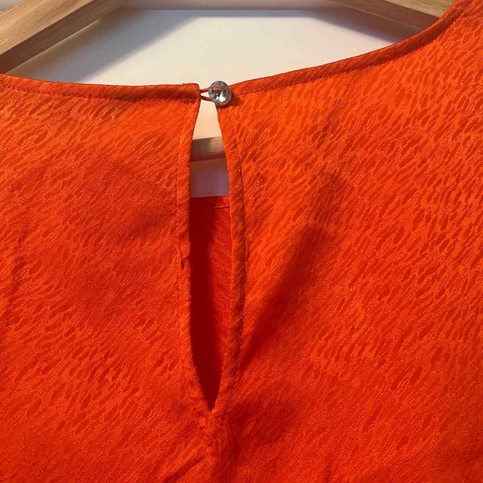 Tara Jarmon Silk Orange Red Long Sleeve Blouse Mi… - image 6