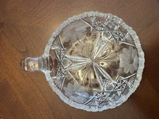 Antique ABP American Brilliant Period Cut Glass Crystal Nappy Dish W/Finger Loop