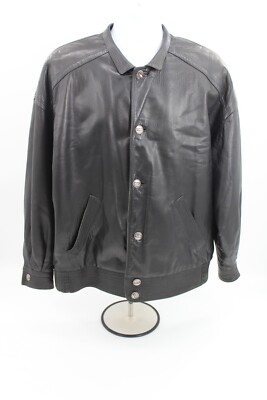 VTG Gianni Versace Istante Black Iconic Leather Button Jacket