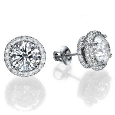 Orecchini A Perno 4 Carati Taglio Rotondo Moissanite Creati In