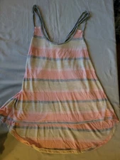 Elodie Womens Tank, Hi-Low Style, Size M, Peach/Gray/Tan