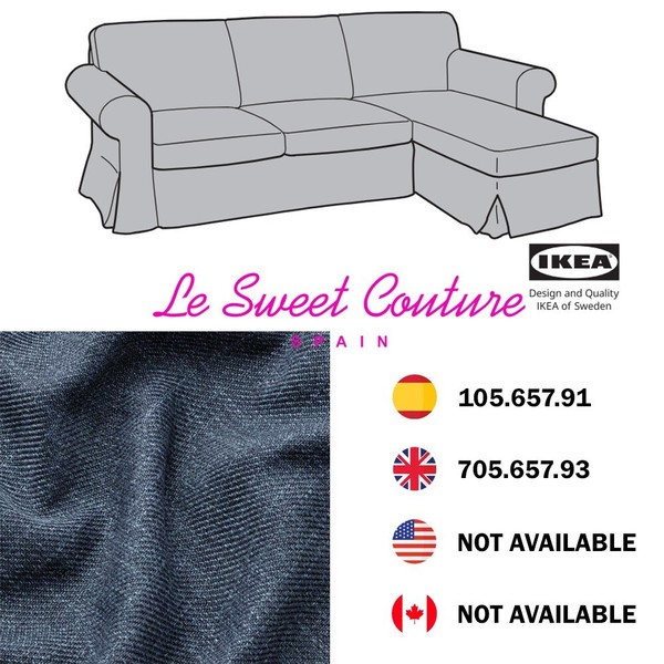 IKEA EKTORP Funda para Sofá 3 Plazas con Chaise Longue, Kilanda Azul Oscuro 705.657.93
