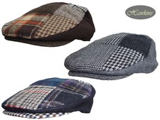 Patchwork Flat Cap Check Tartan Plaid Wool Mix Soft Warm Outdoors Hat 3 Sizes