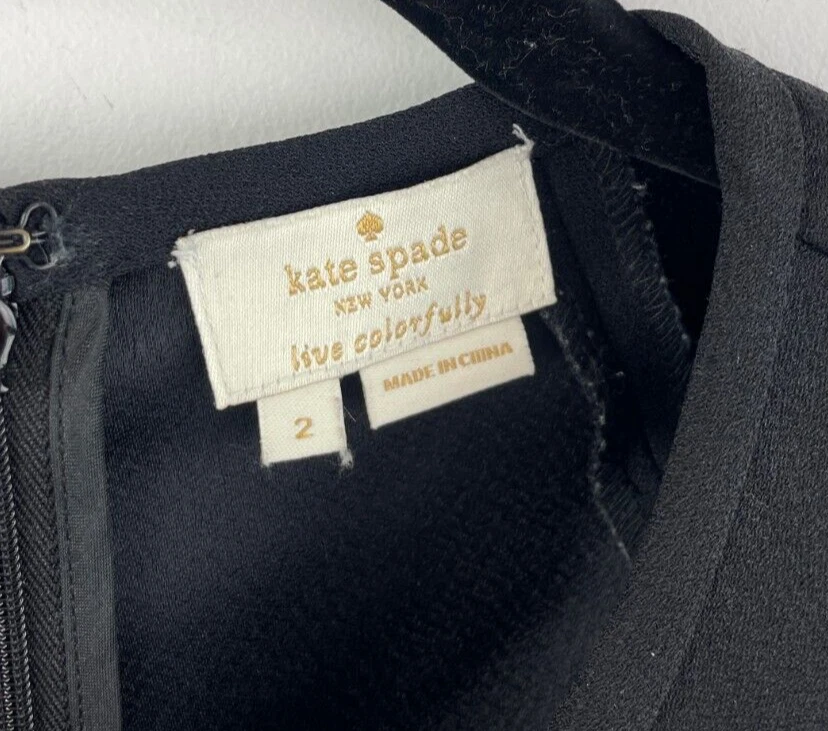 Blusa Kate Spade New York 2 Top Negra Floral Encaje Vuelos de fantasía A51-09 Foto 4 de 4