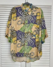 Vintage 90s Sostanza Abstract All Over Print Shirt Large Multicolor Art Graphic