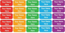 Personalized Clothing Name Labels for Camp, College, School Mix Color Background
