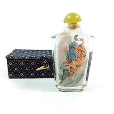 Snuff Bottle Bottiglia per Tabacco da fiuto Cinese Cristallo Dipinta Interno