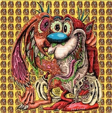 Ren & Stimpy by Rob Israel  BLOTTER ART perforated paper tabs