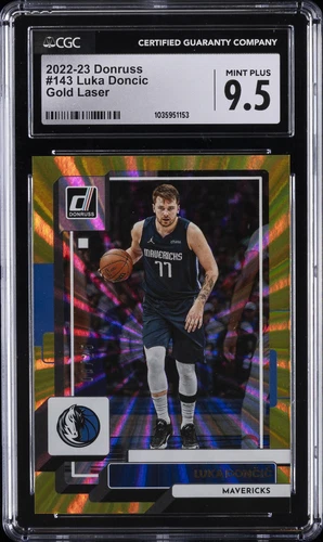 2022-23 PANINI DONRUSS BASKETBALL GOLD LASER #143 LUKA DONCIC 8/25 CGC 9.5