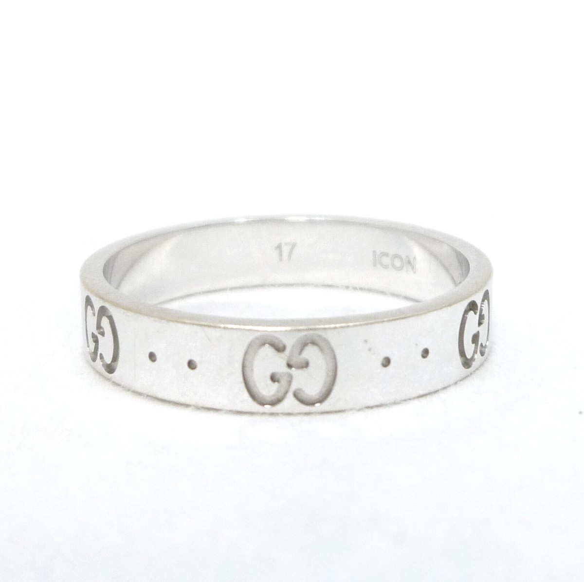 Authentic GUCCI Icon Ring K18 WG US:8 White Gold #36632996 Authentic GUCCI Icon Ring K18 WG US:8 White Gold #36632996