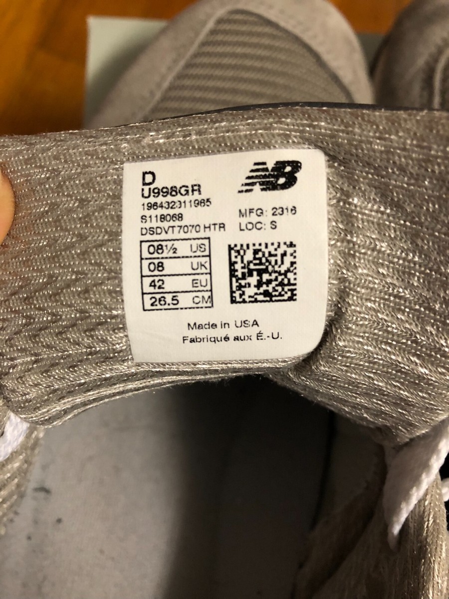 USED* New Balance 998 Core MiUSA Low Gray U998GR Size 8.5 | eBay