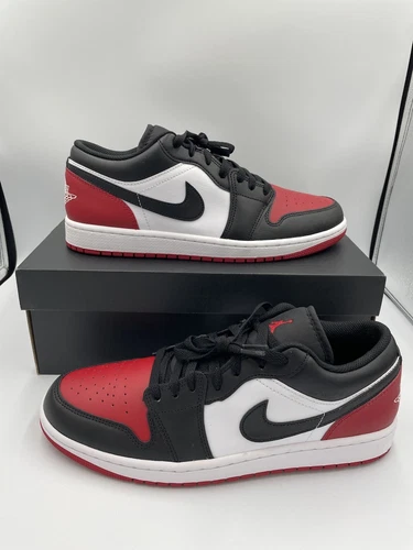 DS Nike Air Jordan 1 Low Bred Toe 2.0 11 New Black Red OG 85 553558-161