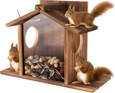 Gnodary Squirrel Feeder, Squirrel Feeders for Outside, Squirrel House for Outdoo