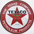 Texaco Petroleum Products ROUND TIN SIGN vtg oil & gas ad pump garage decor