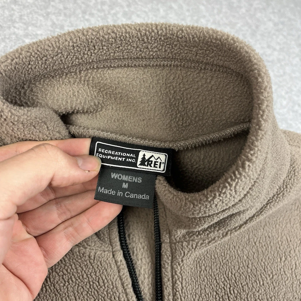 Chaqueta REI De Colección Para Mujer Mediana Marrón Polar Bolsillos con Cremallera Completa Tecnología Hecha en EE. UU. Foto 3 de 4