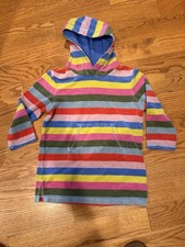 Girls Mini Boden Rainbow Striped Toweling Hoodie Swim Cover Up 6-7 Years EUC