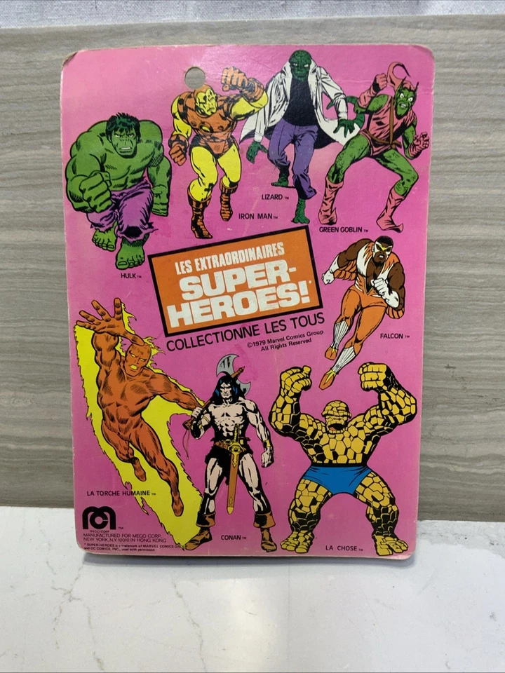 Mego Marvel Fantastic 4 Four 1979 de colección: Mr. Fantástica tarjeta francesa Foto 2 de 4