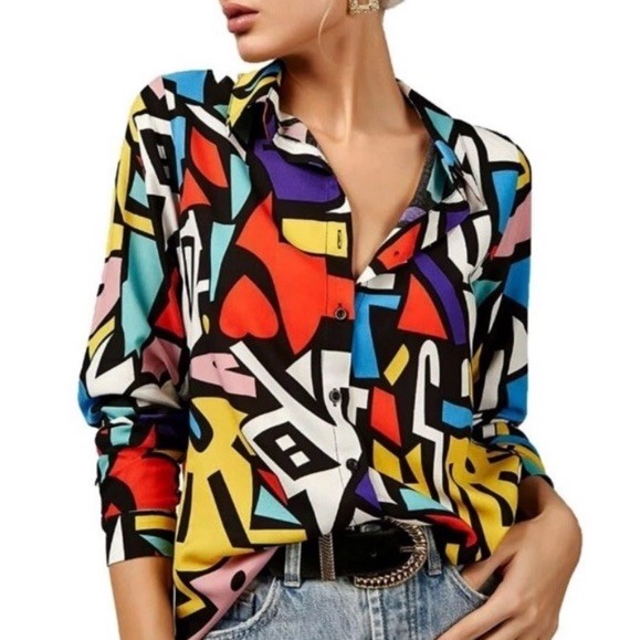 Big Dart Retro 90s 80s Abstract Geometric Print B… - image 7