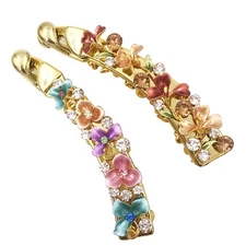 2PCS Floral Rhinestone Banana Hair Clip Claw Ponytail Holder Maker Styling fo...