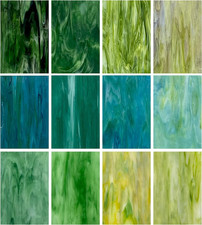 12 Sheets Stained Glass Pack, 6" X 4" Cathedral Art Mosaic Glass Tiles, Mixed Gr