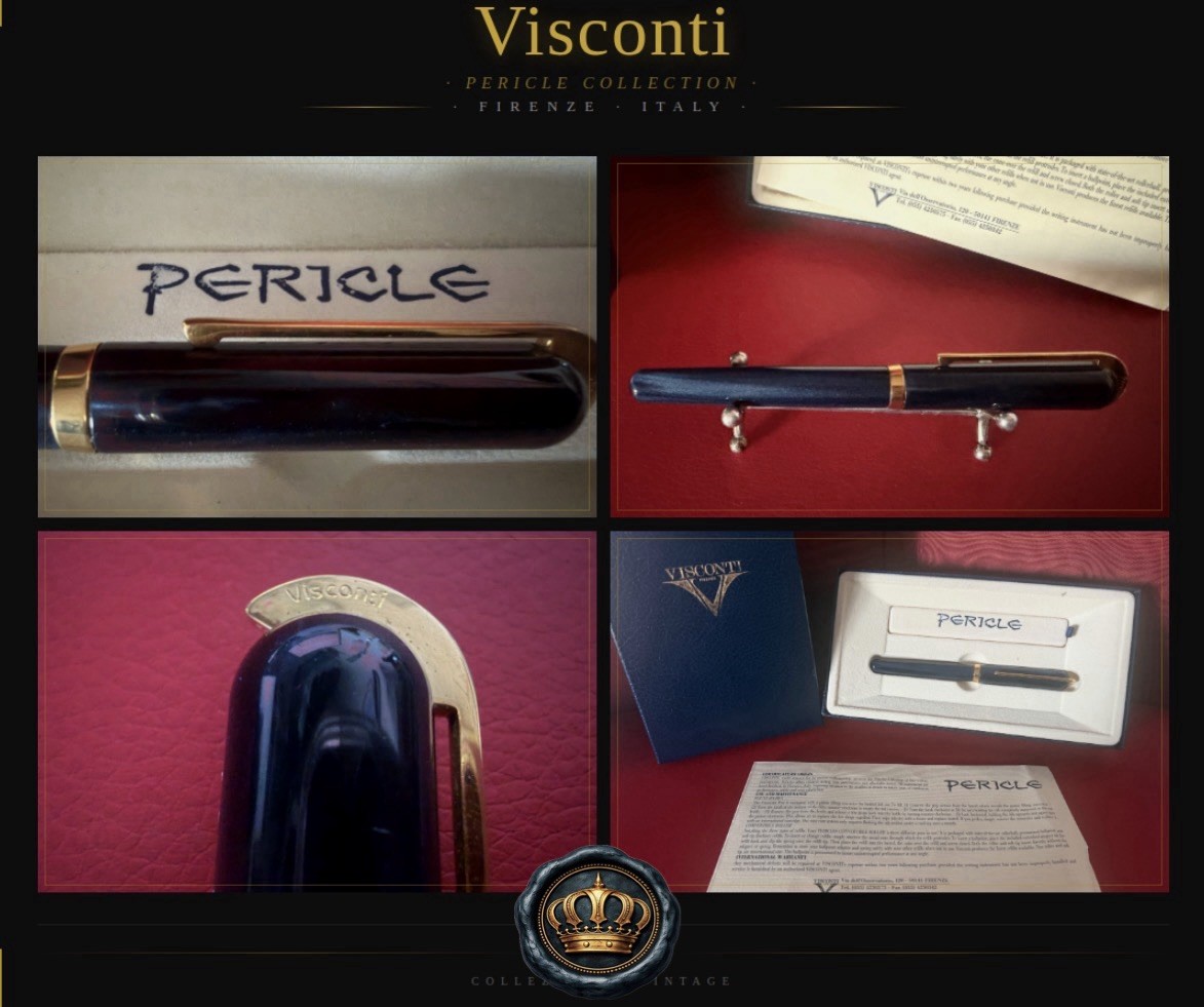 VISCONTI Pluma Bolígrafo Roller Pericle Azul Metalizado Primera Edición