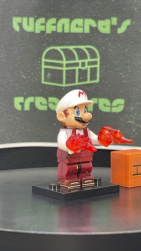 Minifigura personalizada LEGO NINTENDO MARIO WORLD FIRE MARIO y mini vitrina - Imagen 4 de 22