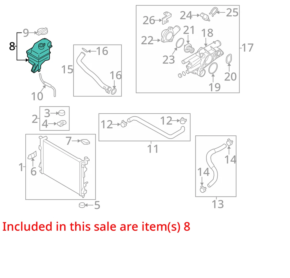 Hyundai Sonata 2010-2012 radiador refrigerante desbordamiento expansión tanque botella PHWEL Foto 2 de 3