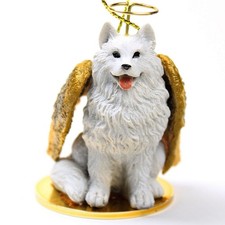 Samoyed Ornament Angel Figurine Hand Painted