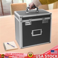 Portable File Cabinet Lock Storage Organizer Home Office Metal Box with Handle