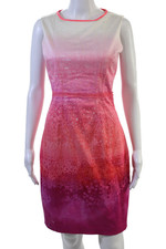 Elie Tahari Women Sheath Dress White Sleeveless Round Neck Zip Size 4