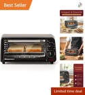 Compact 2-Slice Black Toaster Oven with Adjustable Timer & Temperature Control
