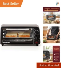 Compact 2-Slice Black Toaster Oven with Adjustable Timer & Temperature Control