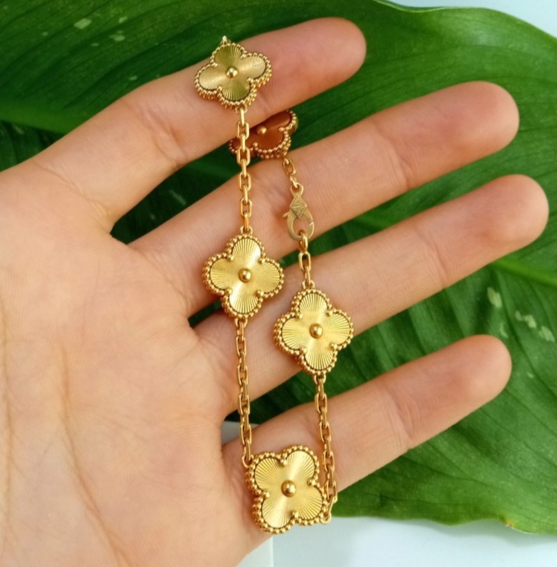 VAN CLEEF & ARPELS VINTAGE ALHAMBRA 18K YELLOW GOLD BRACELET W