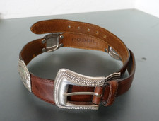 Fossil Leather Concho Style Western Belt metal Buckle 8oz, wear 28"-31"