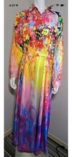 Floral Shirtdress Women's XL-XXL Maxi Yellow Pink Ursime Hippie Costume Artsy