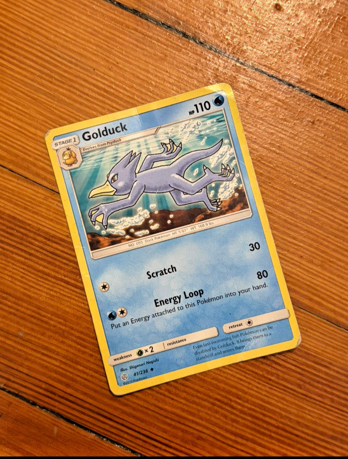 Pokemon Golduck 41/236 Unified Minds 2019 Rare Water LP, Great Condition Card