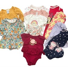 Baby Girl Lot of 11 Outfits 6-9 Mon Bundle Floral Dress Disney Foot pajama B4
