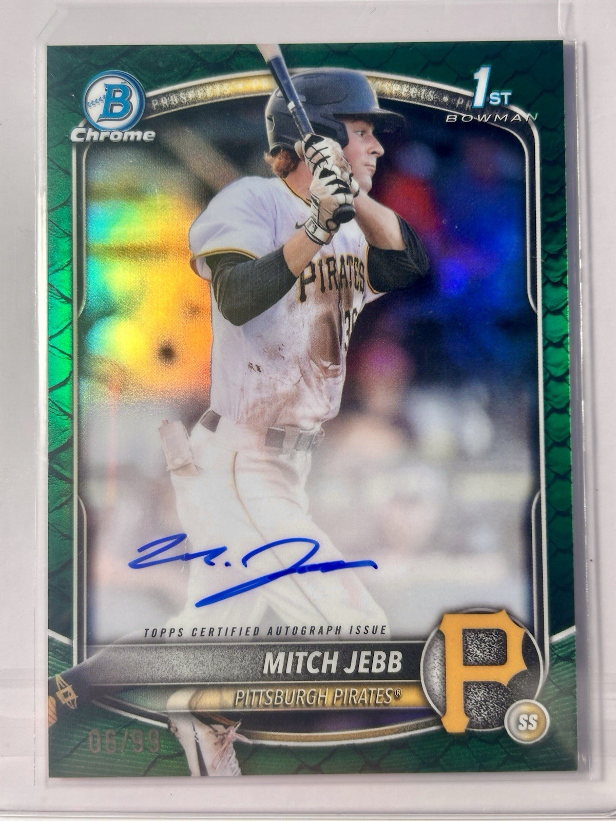 2025 Bowman Mitch Jebb 1st Chrome Green Reptilian Auto /99