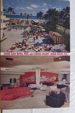 Florida FL Miami Beach Shore Club Hotel Pool Cabana Colony Postcard Old Vintage
