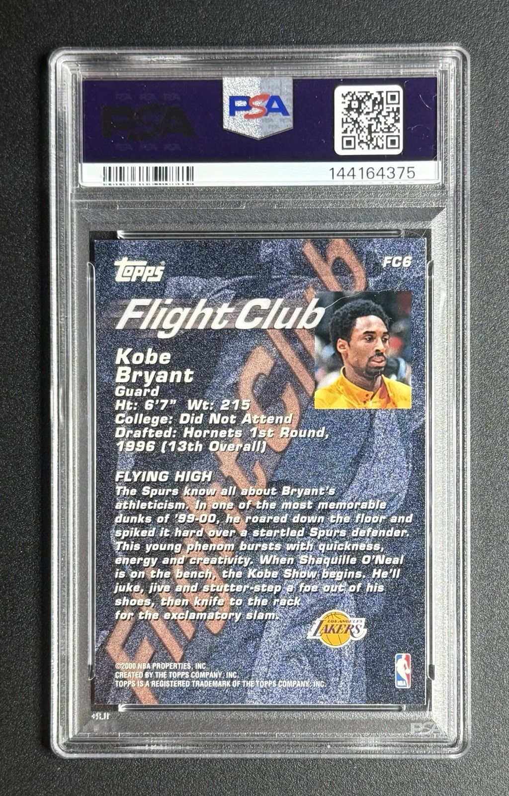 Kobe Bryant 2000 Topps Flight Club #FC6 Lakers PSA 8 view 2