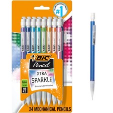 BIC Xtra-Sparkle Number 2 Mechanical Pencils With Erasers, Medium Point