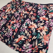 VTG Faded Glory Women's Size 14 Skort Black Floral Spring Skirt Short Spring Sum