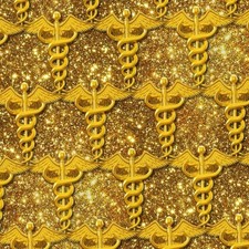 Medical Gold Caduceus Glitter - 20" x 38" Hydrographic Film Hydro Dipping