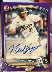 Nick Kurtz 2025 Bowman ROOKIE AUTO Purple /250 #BPA-NK Athletics HOT RC