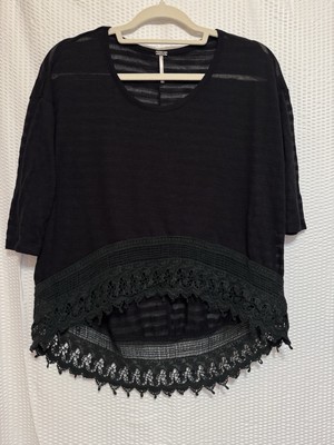 POOF   Black, Lace, Striped High Low Top, Women s Size Small, See Pics